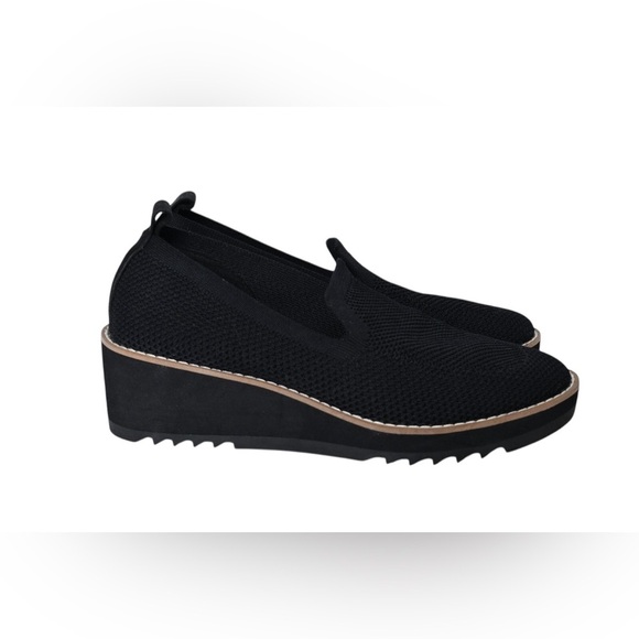 Eileen Fisher Lindy Novo Stretch Knit Black Wedge Sport Loafer - Picture 3 of 6